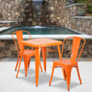Flash Furniture CH-31330-2-30-OR-GG 23 3/4" Square Table & (2) Chair Set - Steel, Orange thumbnail 4