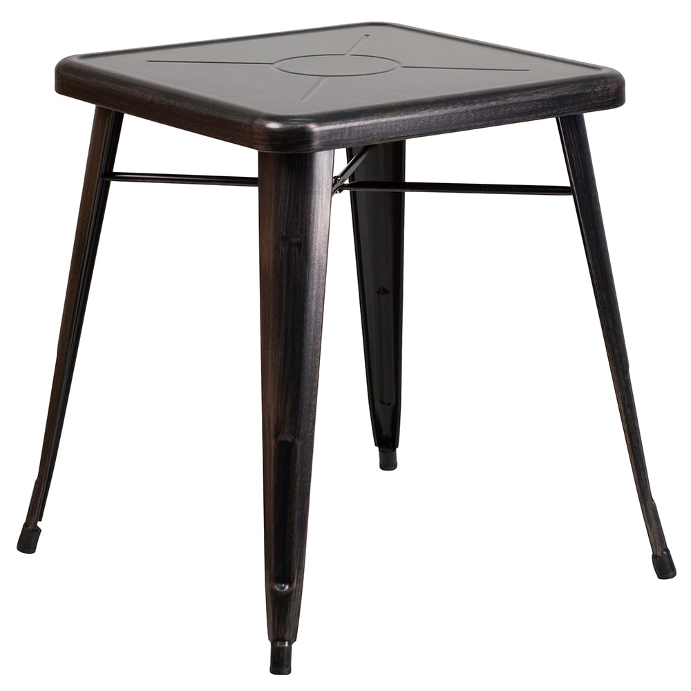 Flash Furniture CH-31330-29-BQ-GG 23 3/4" Square Dining Height Table - Galvanized Steel, Black & Antique Gold