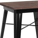 Flash Furniture CH-31330-29M1-BK-GG 23 1/2" Square Dining Height Table w/ Walnut Elm Wood Top - Steel Frame, Black thumbnail 3