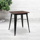 Flash Furniture CH-31330-29M1-BK-GG 23 1/2" Square Dining Height Table w/ Walnut Elm Wood Top - Steel Frame, Black thumbnail 5