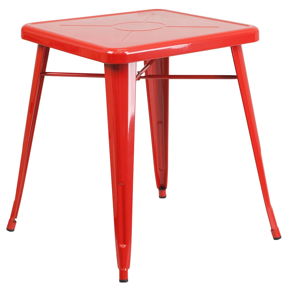 Flash Furniture CH-31330-29-RED-GG 23 3/4" Square Dining Height Table - Galvanized Steel, Red