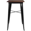 Flash Furniture CH-31330-40M1-BK-GG 23 1/2" Square Bar Height Table - Walnut Rustic Wood Top, Steel Base thumbnail 2