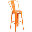 Flash Furniture CH-31330B-2-30GB-OR-GG 27 3/4" Square Bar Height Table w/ (2) Bar Stool Set - Orange Steel Top, Steel Base thumbnail 3