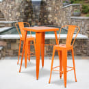 Flash Furniture CH-31330B-2-30GB-OR-GG 27 3/4" Square Bar Height Table w/ (2) Bar Stool Set - Orange Steel Top, Steel Base thumbnail 4