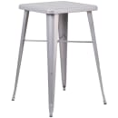 Flash Furniture CH-31330B-2-30GB-SIL-GG 27 3/4" Square Bar Height Table w/ (2) Bar Stool Set - Silver Steel Top, Steel Base thumbnail 2