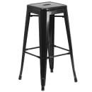 Flash Furniture CH-31330B-2-30SQ-BK-GG 27 3/4" Square Bar Height Table w/ (2) Bar Stool Set - Black Steel Top, Steel Base thumbnail 3