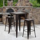 Flash Furniture CH-31330B-2-30SQ-BQ-GG 27 3/4" Square Bar Height Table w/ (2) Bar Stool Set - Black & Antique Gold Steel Top, Steel Base thumbnail 4