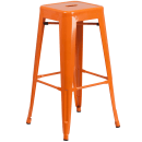 Flash Furniture CH-31330B-2-30SQ-OR-GG 27 3/4" Square Bar Height Table w/ (2) Bar Stool Set - Orange Steel Top, Steel Base thumbnail 3