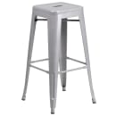 Flash Furniture CH-31330B-2-30SQ-SIL-GG 27 3/4" Square Bar Height Table w/ (2) Bar Stool Set - Silver Steel Top, Steel Base thumbnail 3