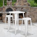 Flash Furniture CH-31330B-2-30SQ-WH-GG 27 3/4" Square Bar Height Table w/ (2) Bar Stool Set - White Steel Top, Steel Base thumbnail 4