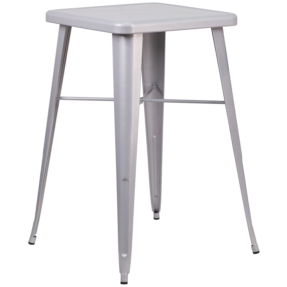Flash Furniture CH-31330-SIL-GG 23 3/4" Square Bar Height Table - Silver Steel Top, Steel Base