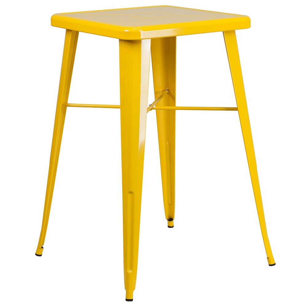 Flash Furniture CH-31330-YL-GG 23 3/4" Square Bar Height Table - Yellow Steel Top, Steel Base