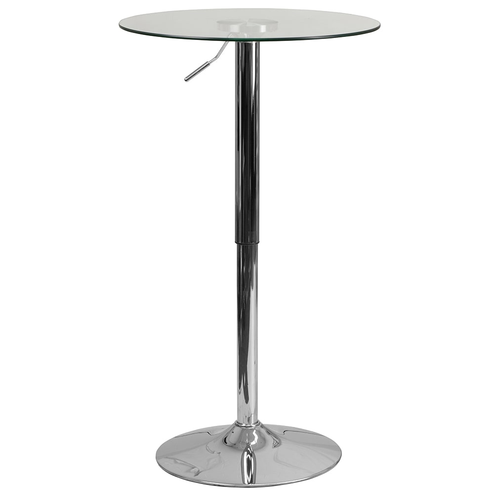 Flash Furniture CH-5-GG 23 1/2" Round Table w/ Swivel Glass Top - Chrome