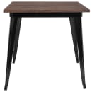 Flash Furniture CH-51040-29M1-BK-GG 31 1/2" Square Dining Height Table w/ Walnut Elm Wood Top - Steel Frame, Black thumbnail 2
