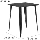 Flash Furniture CH-51040-40-BK-GG 33 1/4" Square Bar Height Table - Black Steel Top, Steel Base thumbnail 2