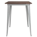Flash Furniture CH-51040-40M1-SIL-GG 31 1/2" Square Bar Height Table - Walnut Rustic Wood Top, Steel Base thumbnail 2