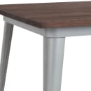 Flash Furniture CH-51040-40M1-SIL-GG 31 1/2" Square Bar Height Table - Walnut Rustic Wood Top, Steel Base thumbnail 3