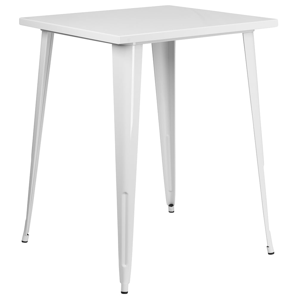 Flash Furniture CH-51040-40-WH-GG 33 1/4" Square Bar Height Table - White Steel Top, Steel Base