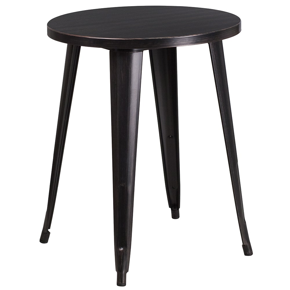 Flash Furniture CH-51080-29-BQ-GG 24" Round Dining Height Table - Metal, Black & Antique Gold