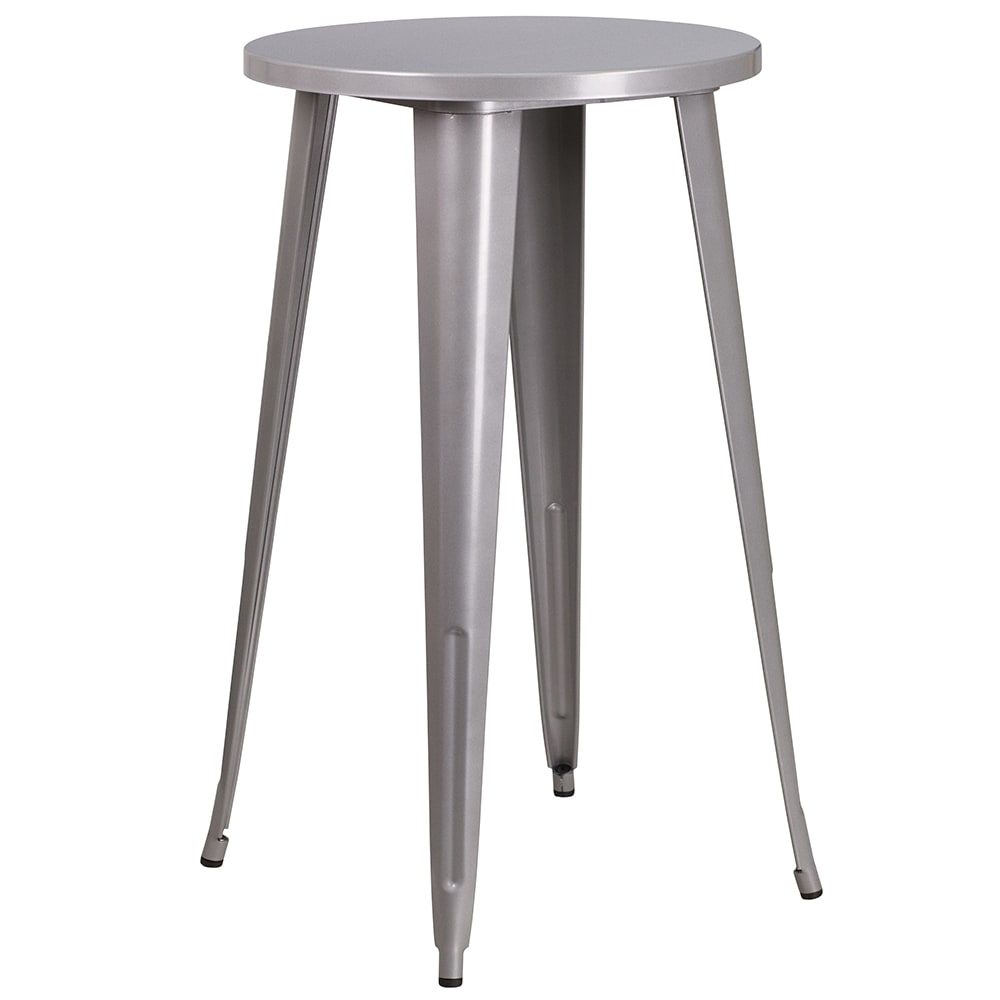 Flash Furniture CH-51080-40-SIL-GG 24" Round Bar Height Table - Silver Steel Top, Steel Base