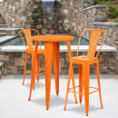 Flash Furniture CH-51080BH-2-30CAFE-OR-GG 24" Round Bar Height Table w/ (2) Bar Stool Set - Orange Steel Top, Steel Base thumbnail 4