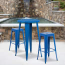 Flash Furniture CH-51080BH-2-30SQST-BL-GG 24" Round Bar Height Table w/ (2) Bar Stool Set - Blue Steel Top, Steel Base thumbnail 4
