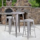 Flash Furniture CH-51080BH-2-30SQST-SIL-GG 24" Round Bar Height Table w/ (2) Bar Stool Set - Silver Steel Top, Steel Base thumbnail 4