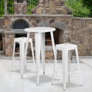 Flash Furniture CH-51080BH-2-30SQST-WH-GG 24" Round Bar Height Table w/ (2) Bar Stool Set - White Steel Top, Steel Base thumbnail 4