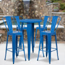 Flash Furniture CH-51080BH-4-30CAFE-BL-GG 24" Square Bar Height Table w/ (4) Bar Stool Set - Blue Steel Top, Steel Base thumbnail 4