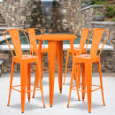 Flash Furniture CH-51080BH-4-30CAFE-OR-GG 24" Square Bar Height Table w/ (4) Bar Stool Set - Orange Steel Top, Steel Base thumbnail 4