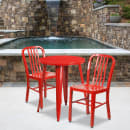 Flash Furniture CH-51080TH-2-18VRT-RED-GG 24" Round Table & (2) Chair Set - Metal, Red thumbnail 4