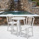 Flash Furniture CH-51080TH-2-18VRT-WH-GG 24" Round Table & (2) Chair Set - Metal, White thumbnail 4