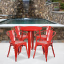 Flash Furniture CH-51080TH-4-18ARM-RED-GG 24" Round Table & (4) Arm Chair Set - Metal, Red thumbnail 4