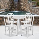 Flash Furniture CH-51080TH-4-18VRT-WH-GG 24" Round Table & (4) Chair Set - Metal, White thumbnail 4