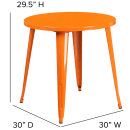 Flash Furniture CH-51090-29-OR-GG 30" Round Dining Height Table - Metal, Orange thumbnail 2