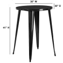 Flash Furniture CH-51090-40-BK-GG 30" Round Bar Height Table - Black Steel Top, Steel Base thumbnail 2