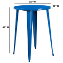 Flash Furniture CH-51090-40-BL-GG 30" Round Bar Height Table - Blue Steel Top, Steel Base thumbnail 2
