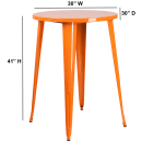 Flash Furniture CH-51090-40-OR-GG 30" Round Bar Height Table - Orange Steel Top, Steel Base thumbnail 2