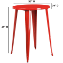 Flash Furniture CH-51090-40-RED-GG 30" Round Bar Height Table - Red Steel Top, Steel Base thumbnail 2