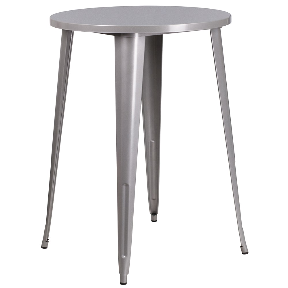 Flash Furniture CH-51090-40-SIL-GG 30" Round Bar Height Table - Silver Steel Top, Steel Base