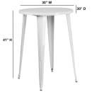 Flash Furniture CH-51090-40-WH-GG 30" Round Bar Height Table - White Steel Top, Steel Base thumbnail 2