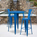 Flash Furniture CH-51090BH-2-30CAFE-BL-GG 30" Round Bar Height Table w/ (2) Bar Stool Set - Blue Steel Top, Steel Base thumbnail 4