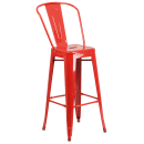 Flash Furniture CH-51090BH-2-30CAFE-RED-GG 30" Round Bar Height Table w/ (2) Bar Stool Set - Red Steel Top, Steel Base thumbnail 3