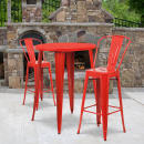 Flash Furniture CH-51090BH-2-30CAFE-RED-GG 30" Round Bar Height Table w/ (2) Bar Stool Set - Red Steel Top, Steel Base thumbnail 4