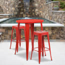Flash Furniture CH-51090BH-2-30SQST-RED-GG 30" Square Bar Height Table w/ (2) Bar Stool Set - Red Steel Top, Steel Base thumbnail 4