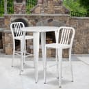 Flash Furniture CH-51090BH-2-30VRT-WH-GG 30" Square Bar Height Table w/ (2) Bar Stool Set - White Steel Top, Steel Base thumbnail 4