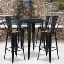Flash Furniture CH-51090BH-4-30CAFE-BK-GG 30" Square Bar Height Table w/ (4) Bar Stool Set - Black Steel Top, Steel Base thumbnail 4