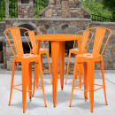 Flash Furniture CH-51090BH-4-30CAFE-OR-GG 30" Square Bar Height Table w/ (4) Bar Stool Set - Orange Steel Top, Steel Base thumbnail 4