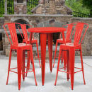 Flash Furniture CH-51090BH-4-30CAFE-RED-GG 30" Square Bar Height Table w/ (4) Bar Stool Set - Red Steel Top, Steel Base thumbnail 4