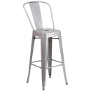 Flash Furniture CH-51090BH-4-30CAFE-SIL-GG 30" Square Bar Height Table w/ (4) Bar Stool Set - Silver Steel Top, Steel Base thumbnail 3